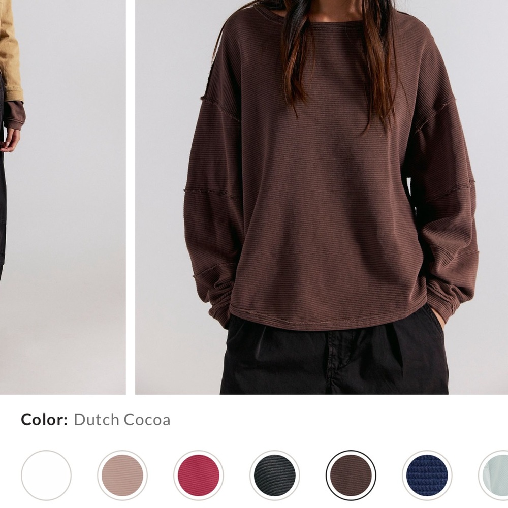 We The Free Rich Brown Ribbed Top